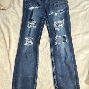 American Eagle Outfitters Ripped Blue Skinny Jeans